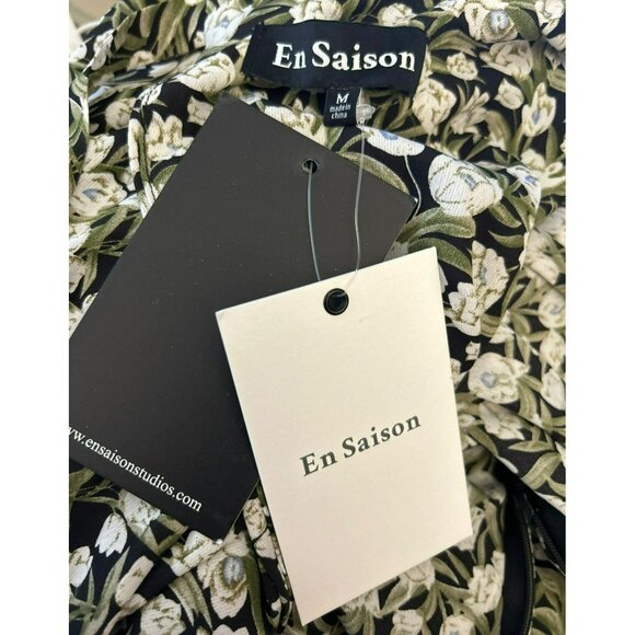 En Saison Women's Floral Tiered Midi Dress Open Back Elbow Sleeves Cottagecore - Picture 5 of 5